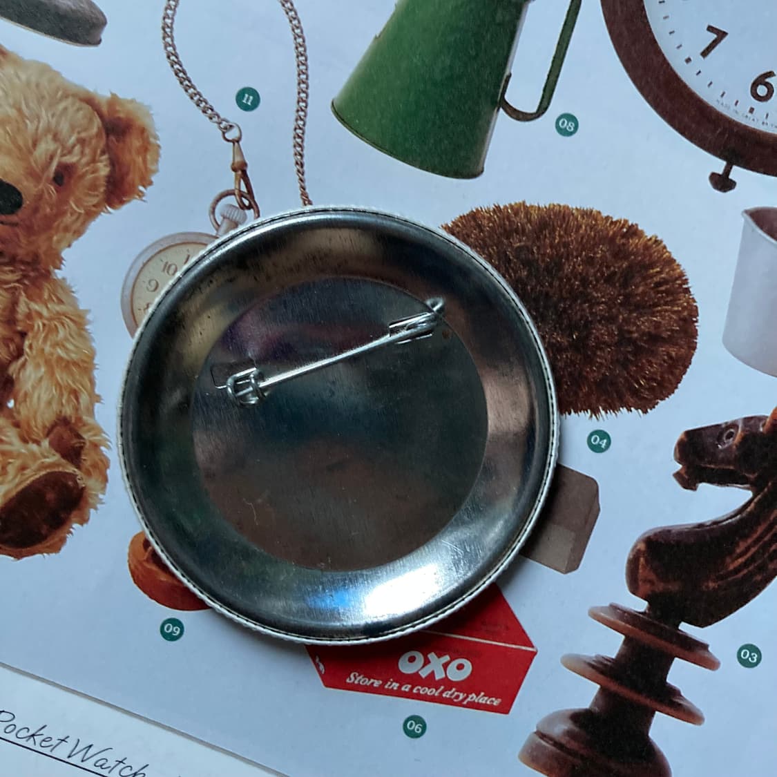 빈티지 Lunch 런치 레터링 프린팅 핀 버튼 뱃지 브로치 악세사리 상품이미지2