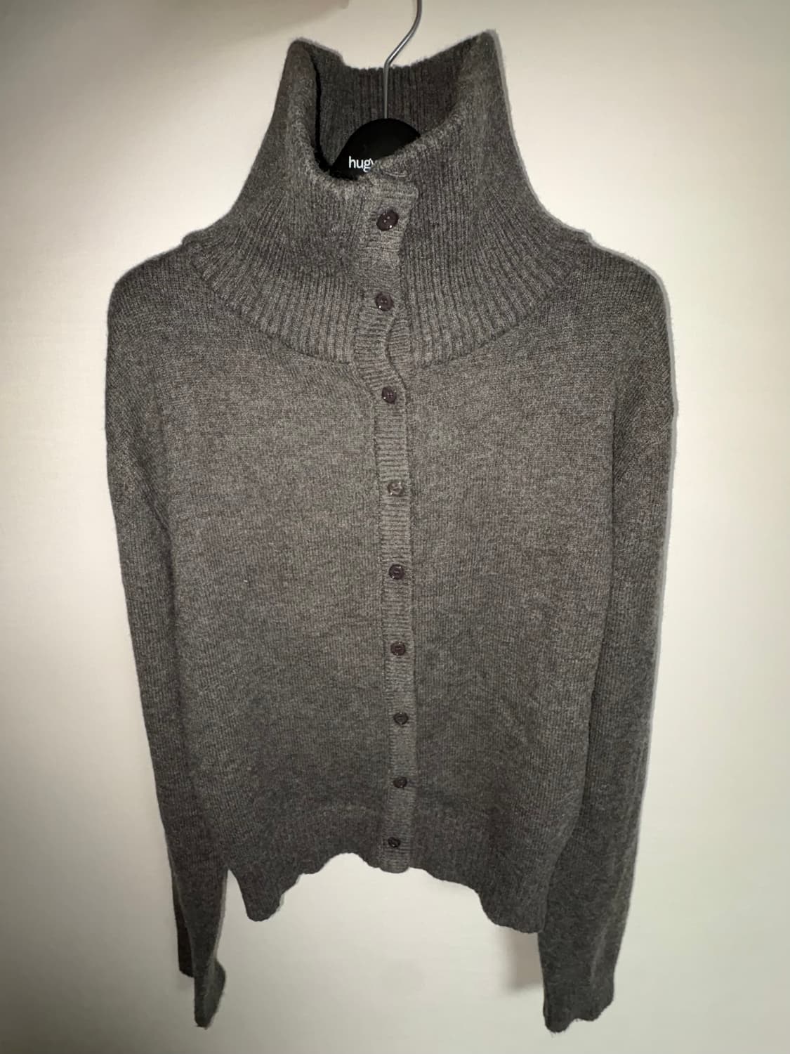 블랙업 리에토 하이넥 울 니트 가디건 멜란지 차콜⭐ 상품이미지3