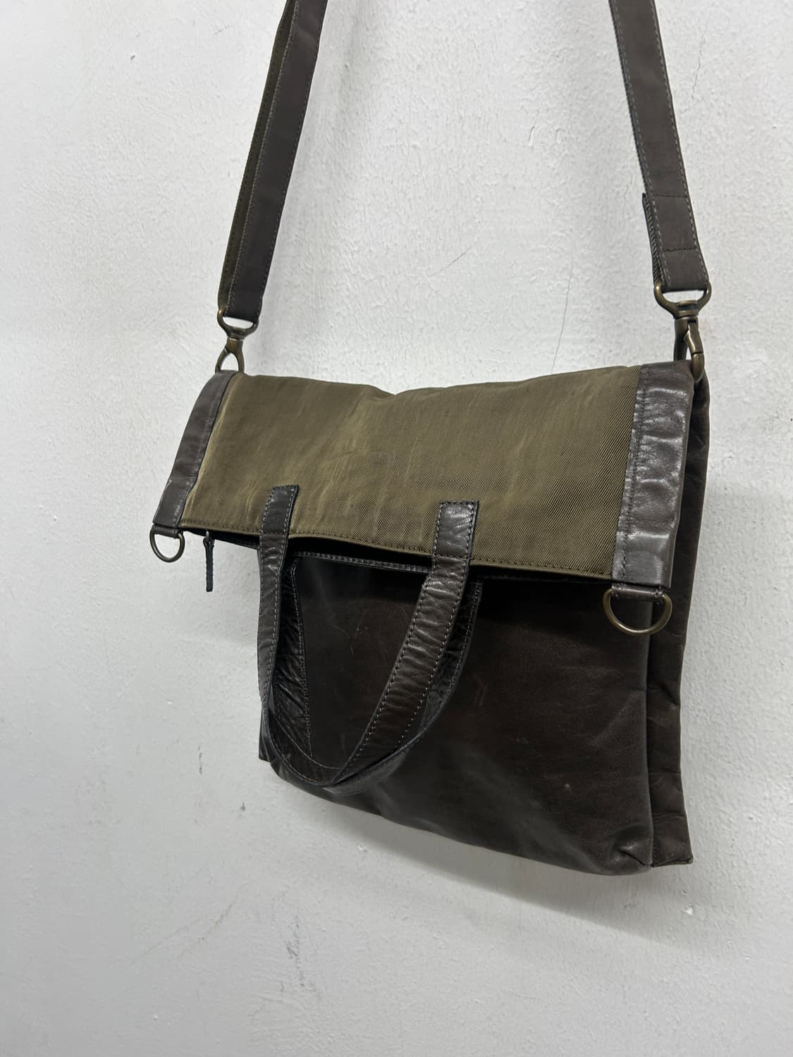 JPN B.STUFF 가죽/캔버스 크로스 토트백 상품이미지3