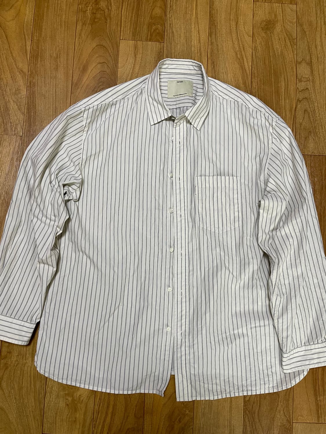 포터리 컴포트 셔츠 베이지 스트라이프 2사이즈 상품이미지1