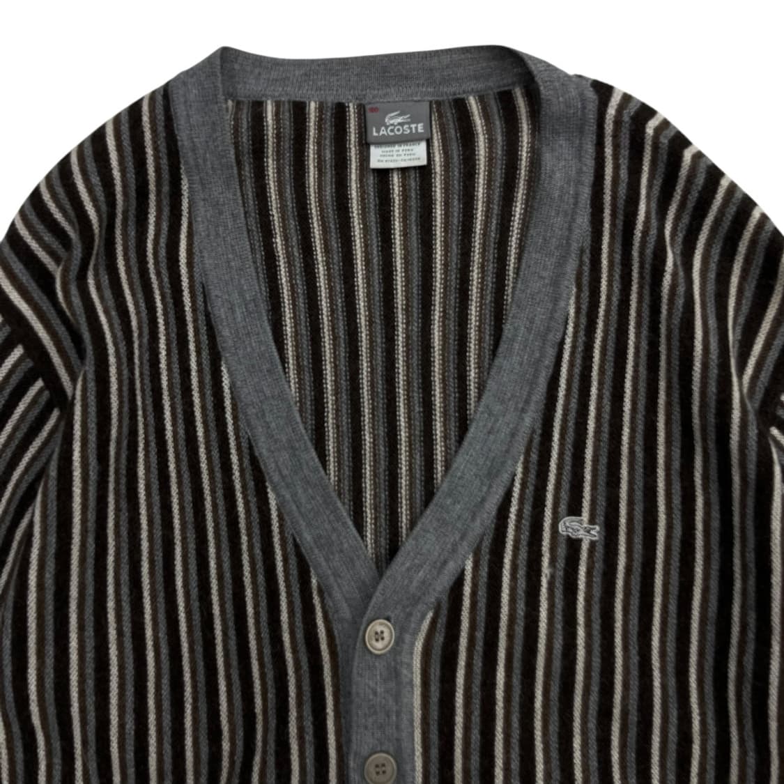 라코스테 그레이 단가라 브라운 가디건 100 상품이미지4