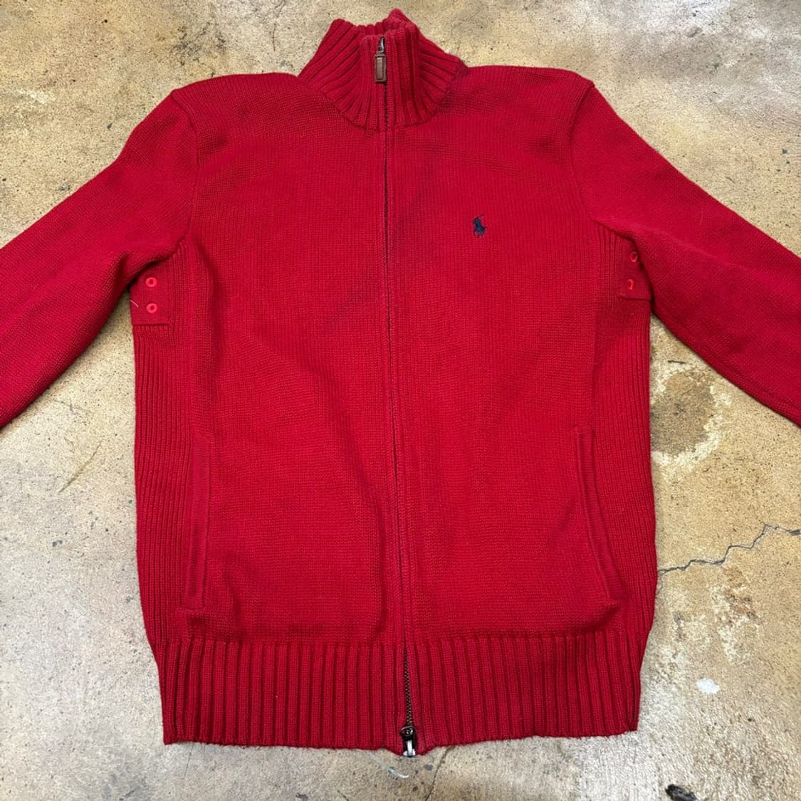 폴로 랄프로렌 레드 니트 집업 상품이미지3