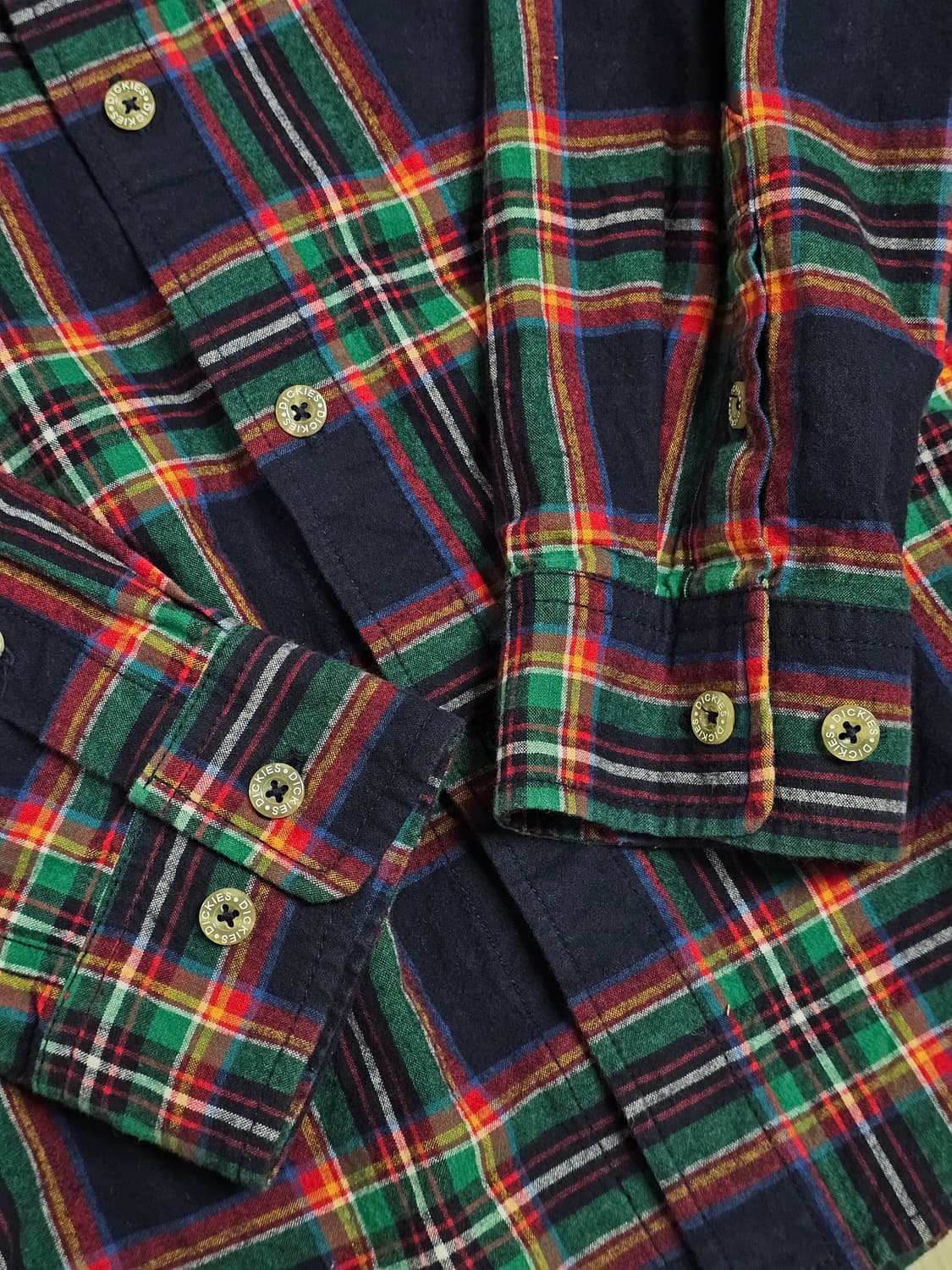[M] 디키즈 딥그린 타탄 체크 롱슬리브 셔츠 상품이미지4