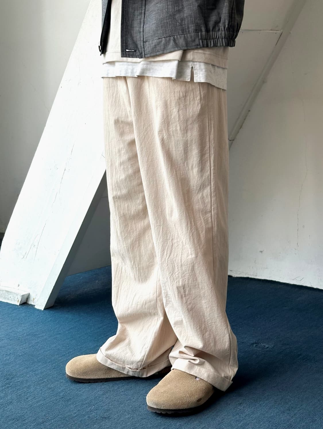 Light crinkle cotton turn up easy pants 상품이미지10