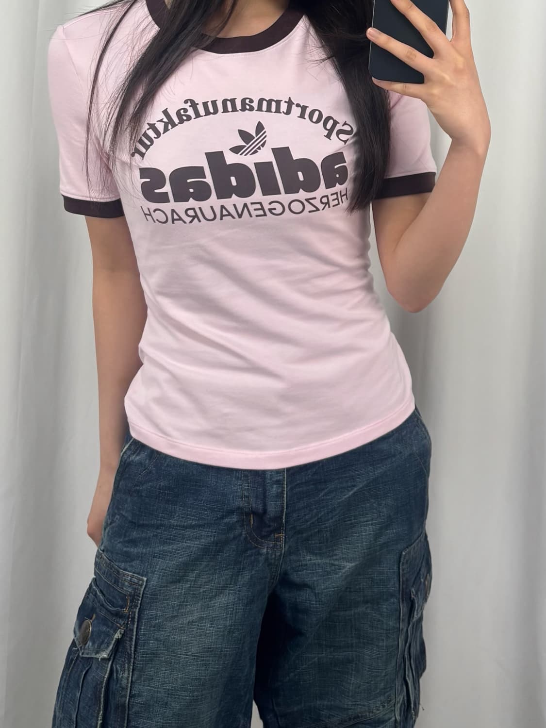 아디다스 레트로 그래픽 핑크 반팔 상품이미지1