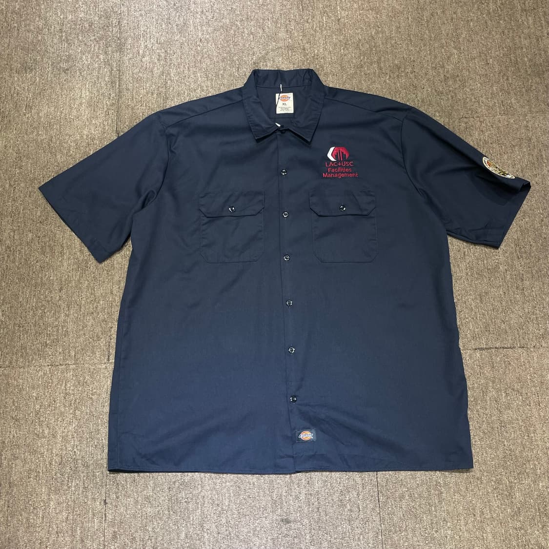 (XL) Dickies 디키즈 반팔 워크 셔츠 패치 네이비 상품이미지3