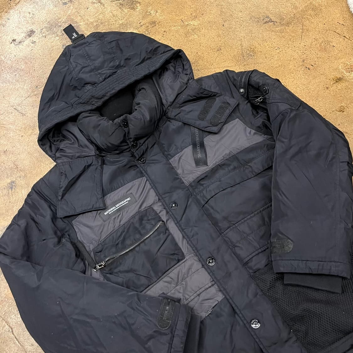 [정품/L] 내셔널지오그래픽 블랙 후드 패딩 점퍼 b19 상품이미지1