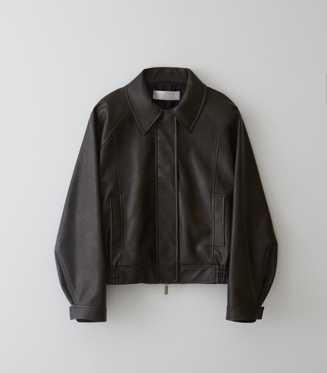 마조네 레더 플리츠 봄버 재킷_브라운 상품이미지2
