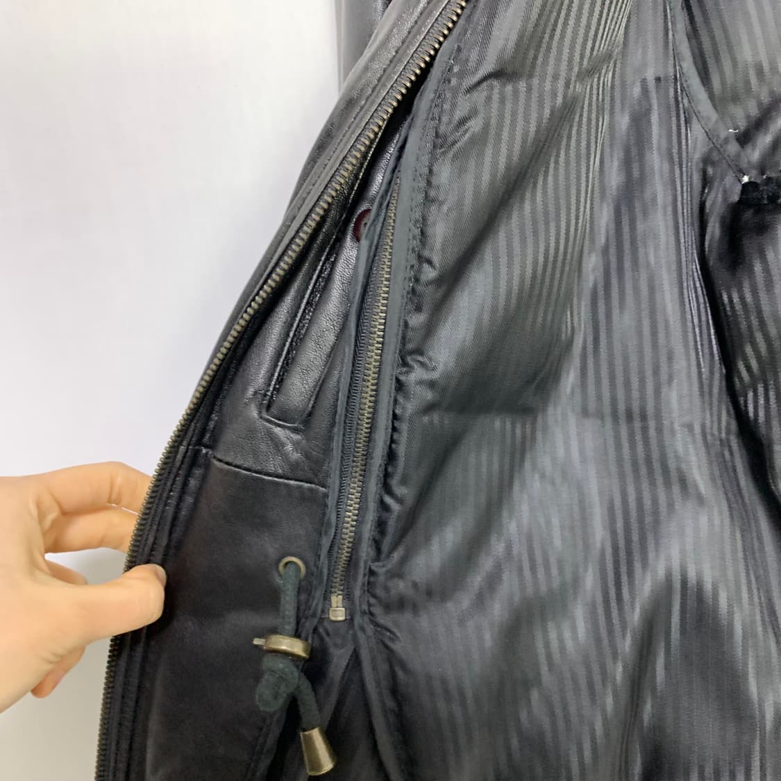 블랙 양가죽 밍크 카라 하프 코트 레더자켓 빈티지 남성 100 상품이미지7