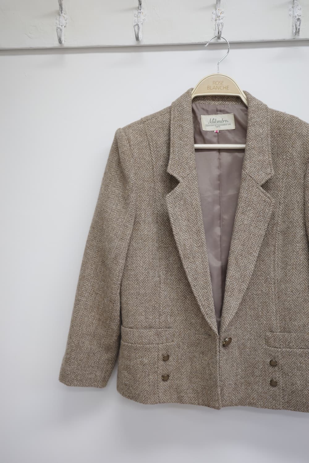 일본 빈티지 Milombre 헤링본 브라운 자켓 상품이미지3
