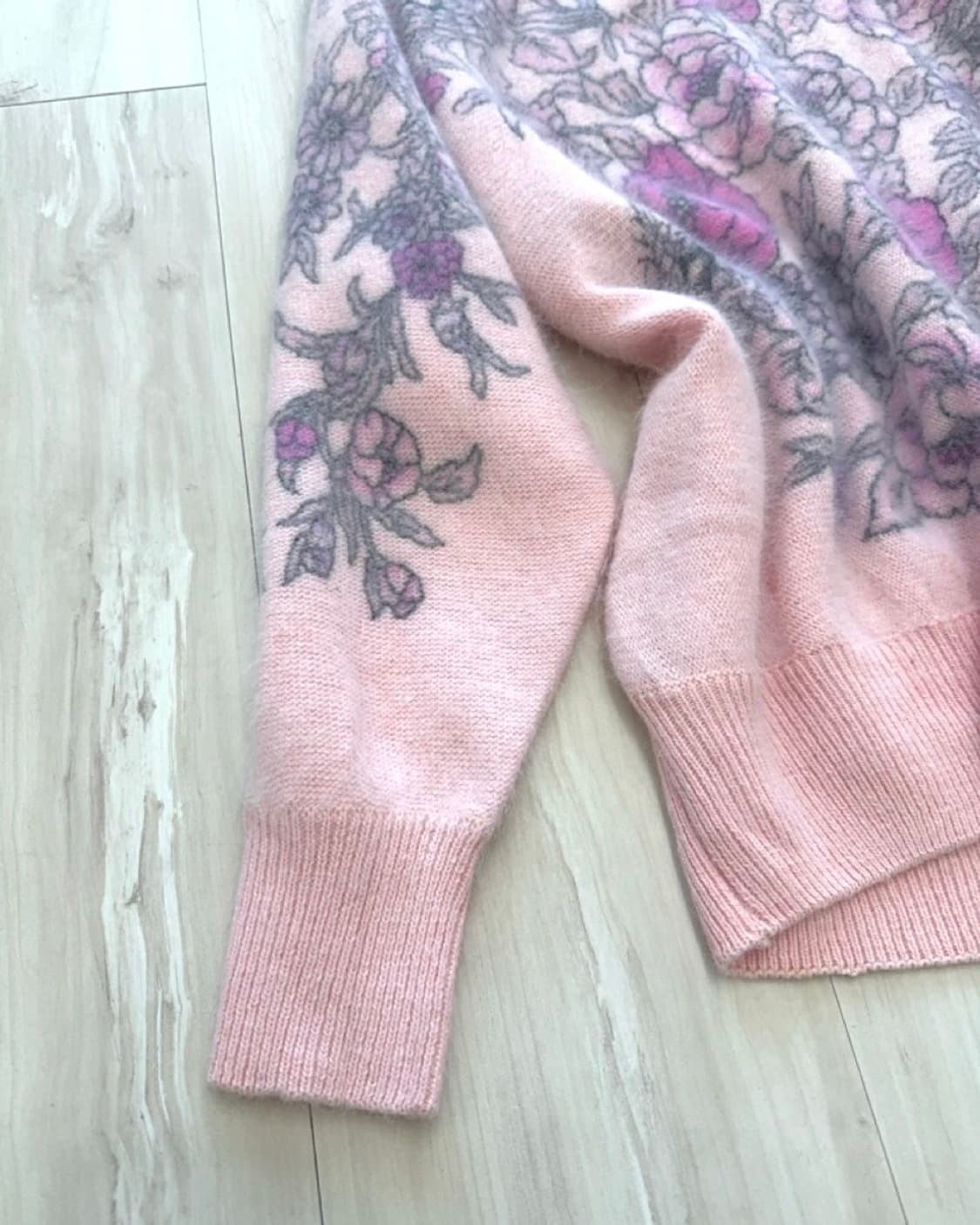 Baby pink wool flower knit top 상품이미지7