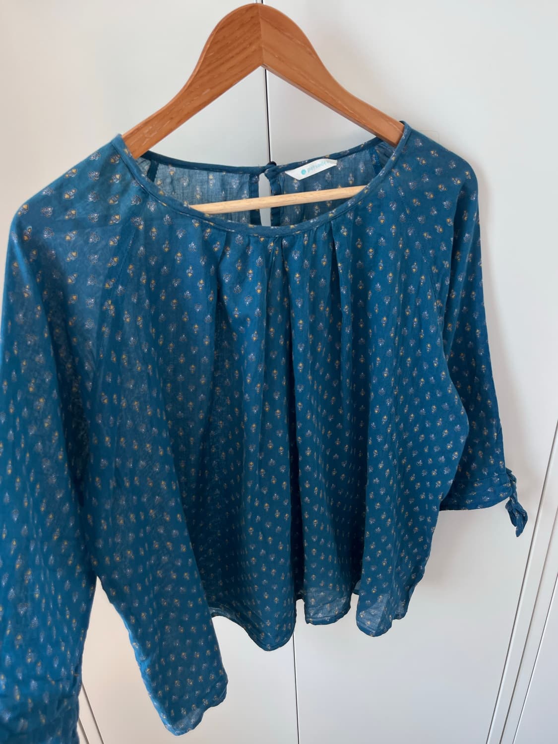 Persodea 스즈코 아오이유우 청록 패턴 블라우스 상품이미지9