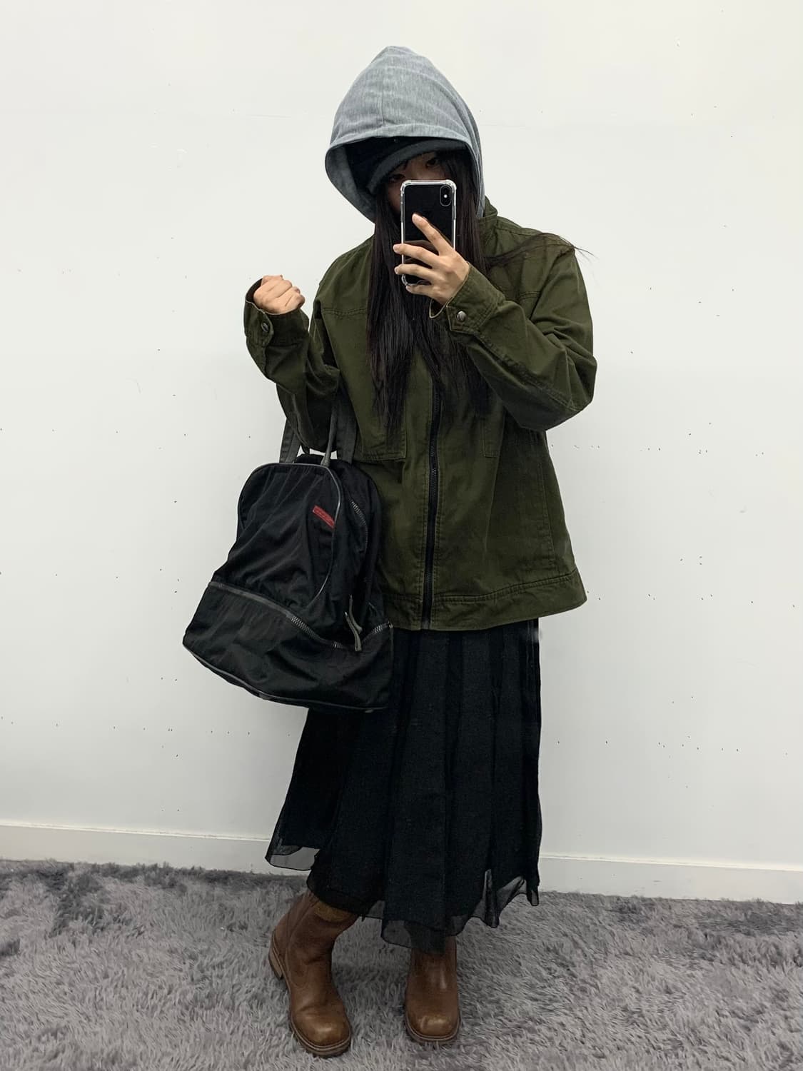 블랙 디테일 롱스커트 상품이미지3