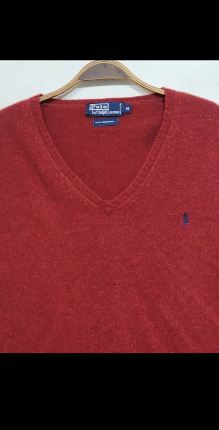 (L) 랄프로렌 폴로 니트 버건디 램스울 브이넥 스웨터  상품이미지2