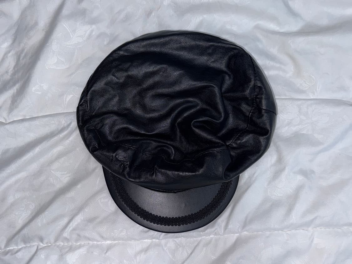 ZARA 자라 레더 뉴스보이캡 헌팅캡 블랙 상품이미지1