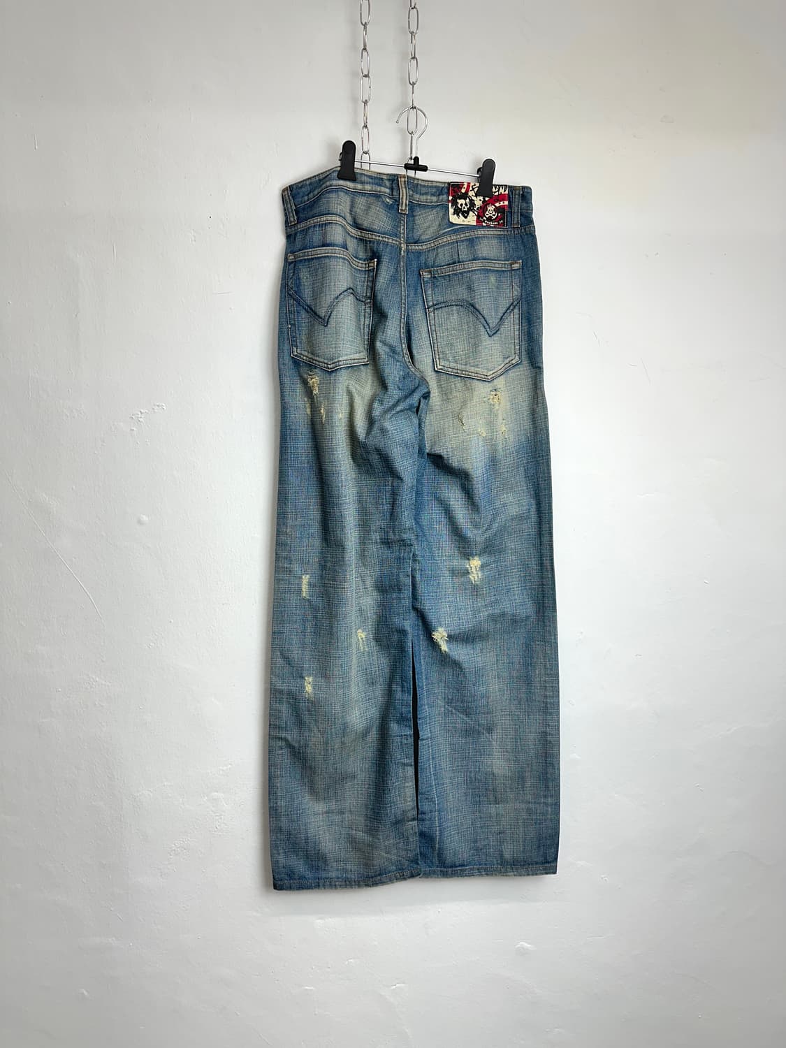 Skull Patch Low Crotch Wide Denim Pants 상품이미지7