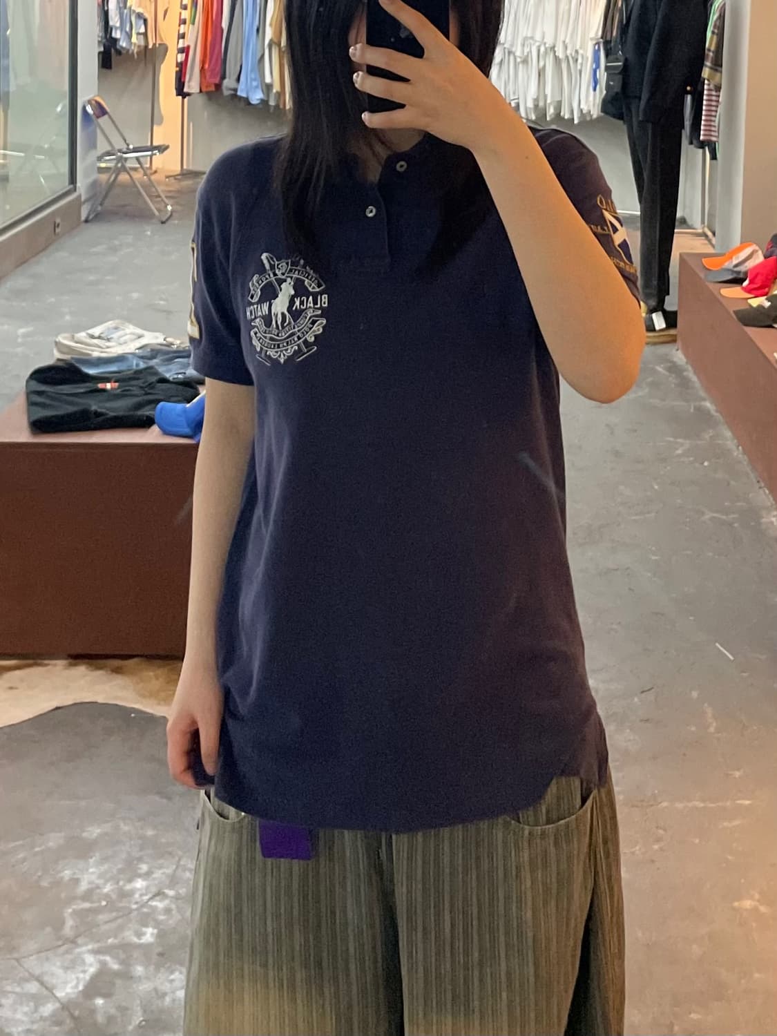 폴로 랄프로렌 빅포니 네이비 카라 반팔 H2801 상품이미지1