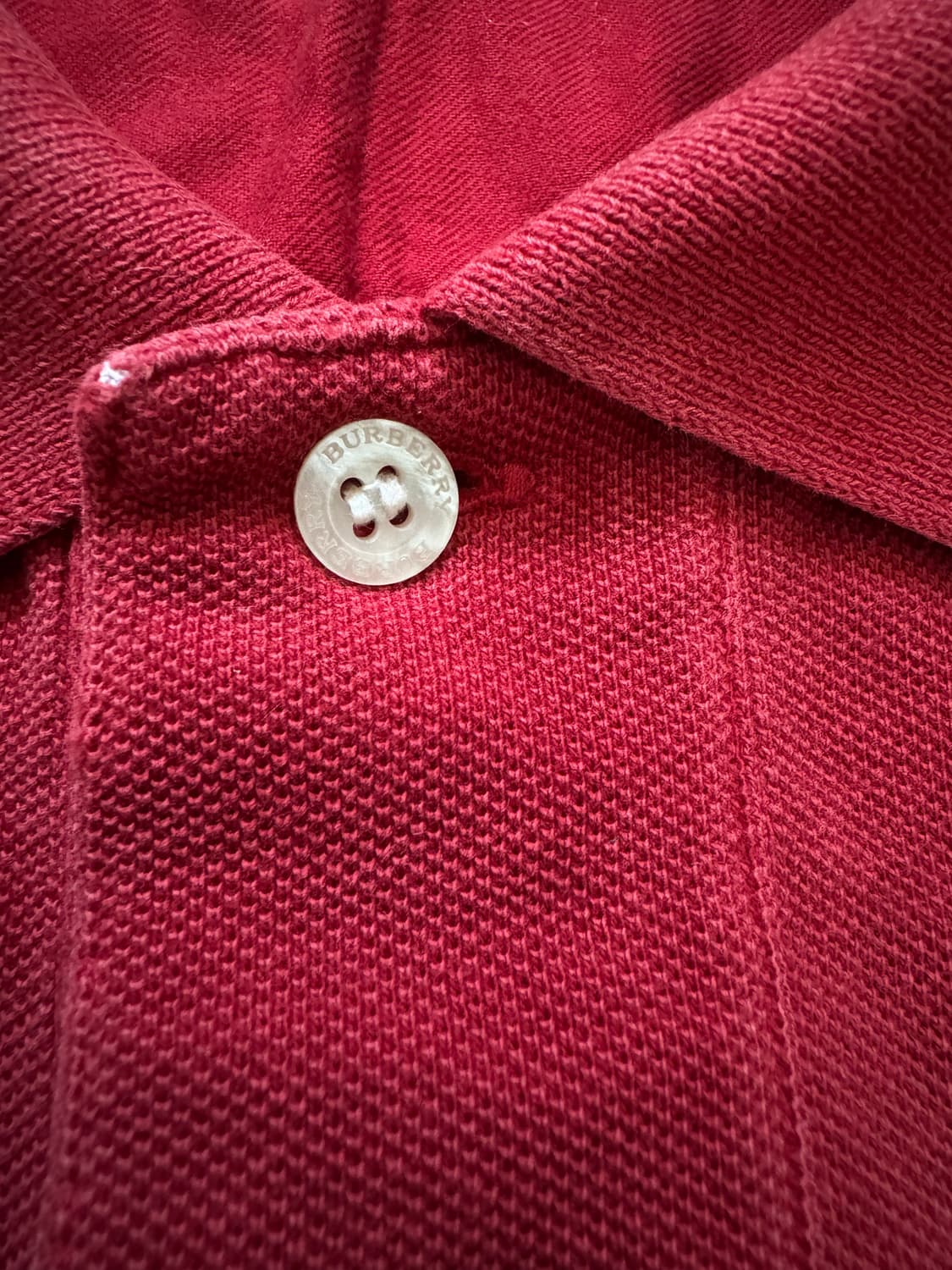 버버리 기마패치 버건디 카라 반팔티 S 상품이미지6