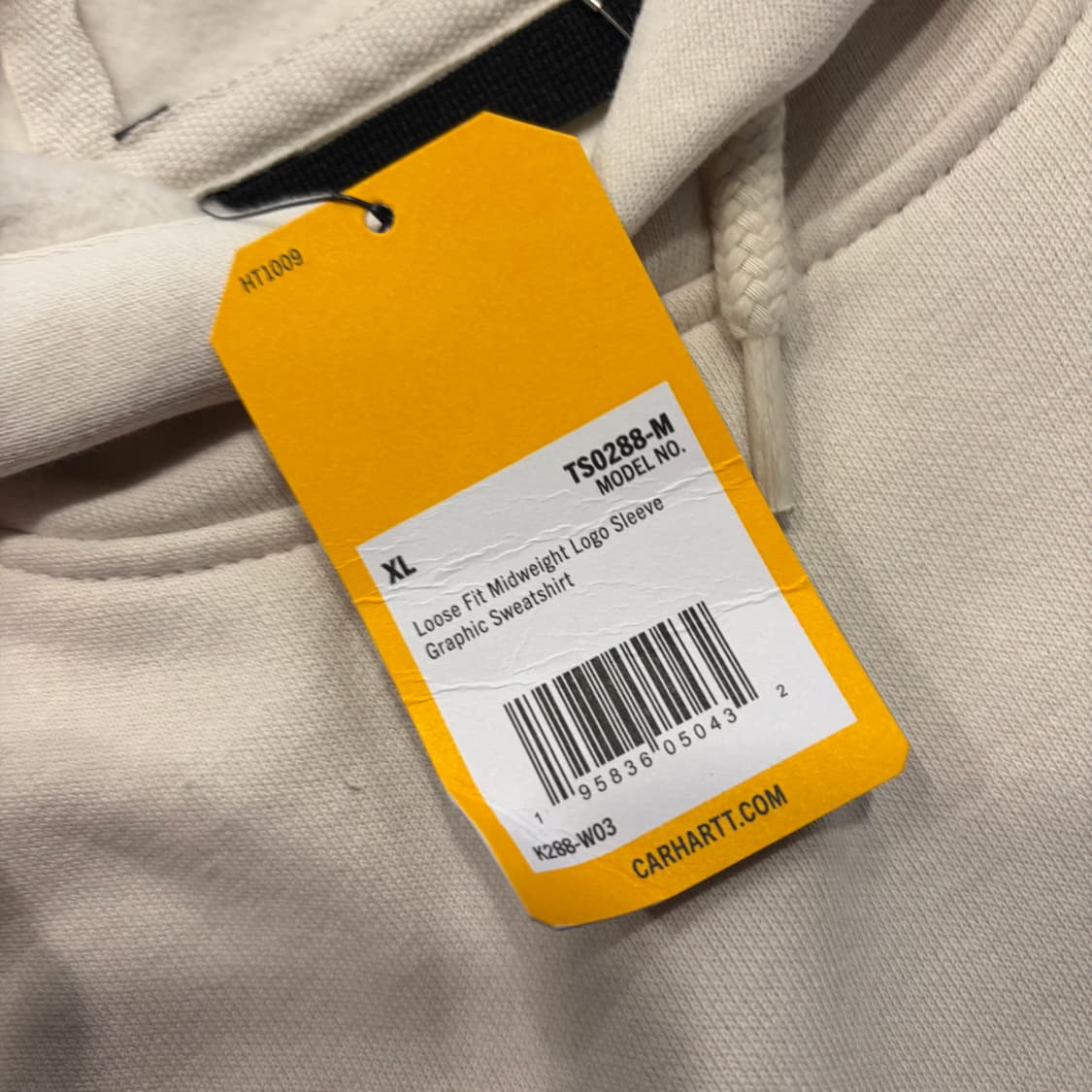 [XL] 칼하트 루즈핏 팔 로고 후드티 아이보리 새상품 C911 상품이미지4