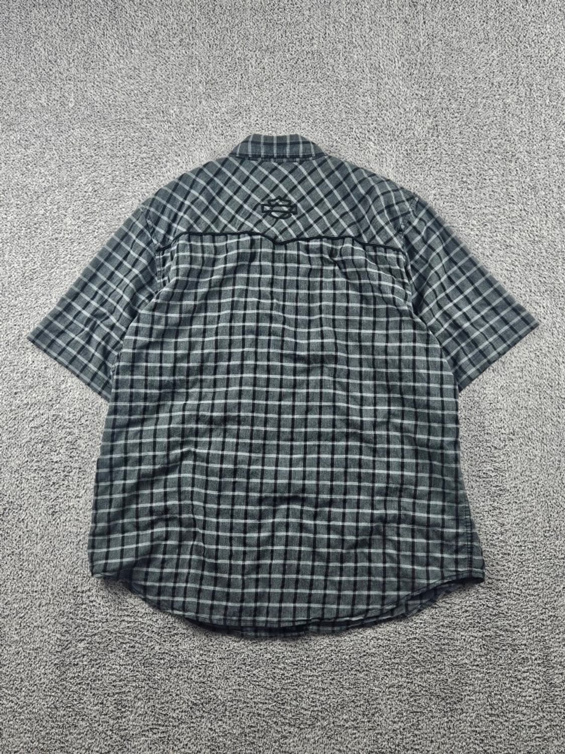 할리데이비슨 체크패턴 바이커 반팔 셔츠 ( L 추정 ) / 11367 상품이미지3