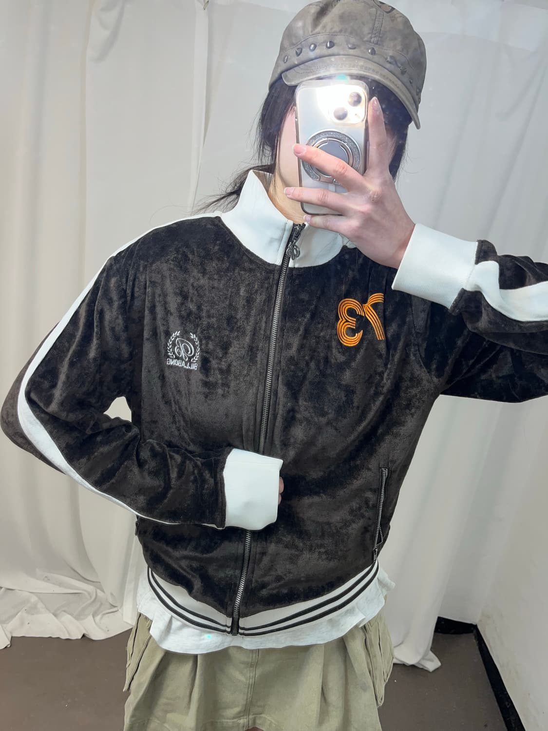 Y2K 브라운 벨벳 집업  상품이미지3