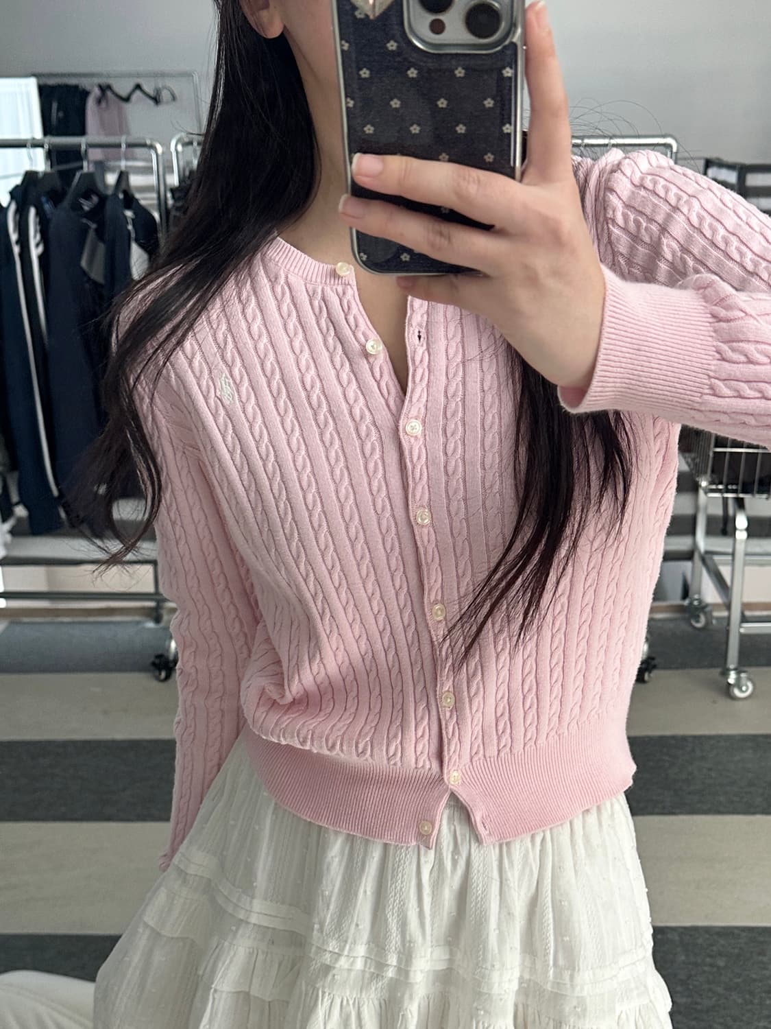 폴로 랄프로렌 연핑크 케이블 니트 가디건  상품이미지10