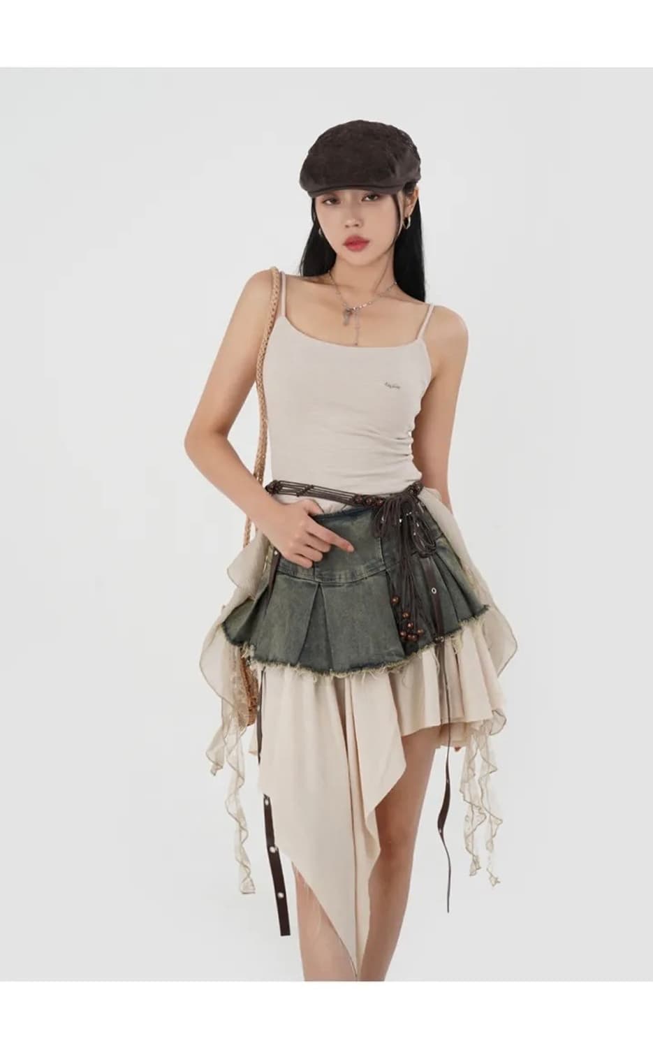 언발 데님 스커트 상품이미지2