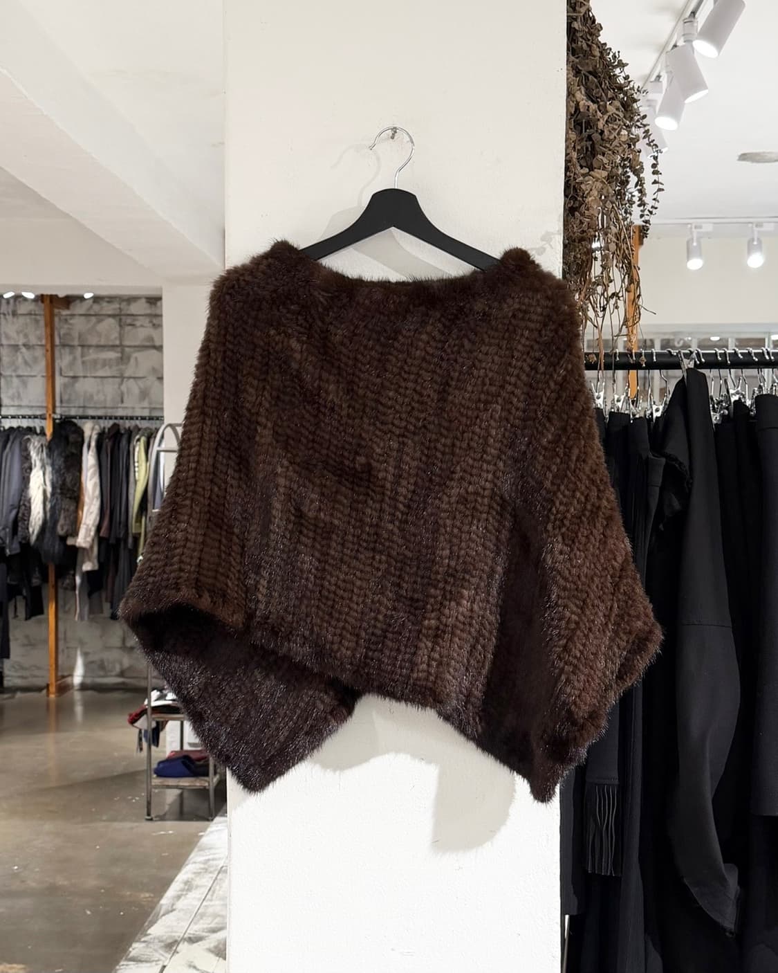 빈티지 브라운 밍크 판초 숄 상품이미지1