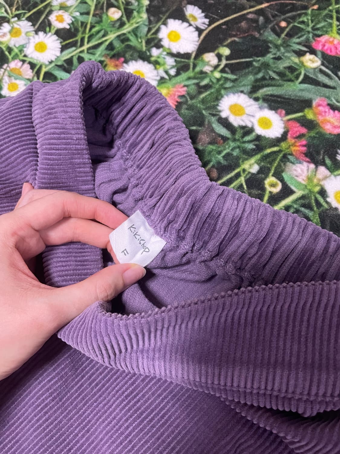 보라색 퍼플 코듀로이 미디-롱 스커트 상품이미지2