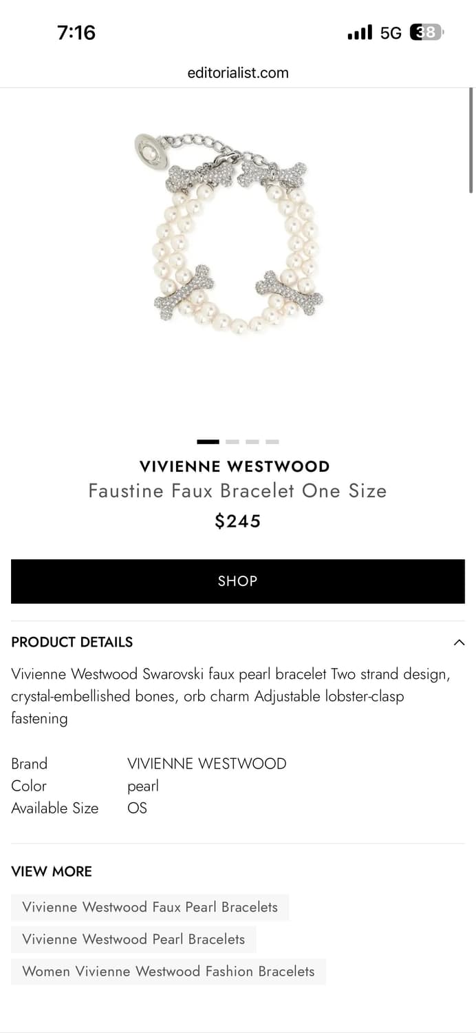 비비안웨스트우드 펄 뼈다귀 팔찌 상품이미지6