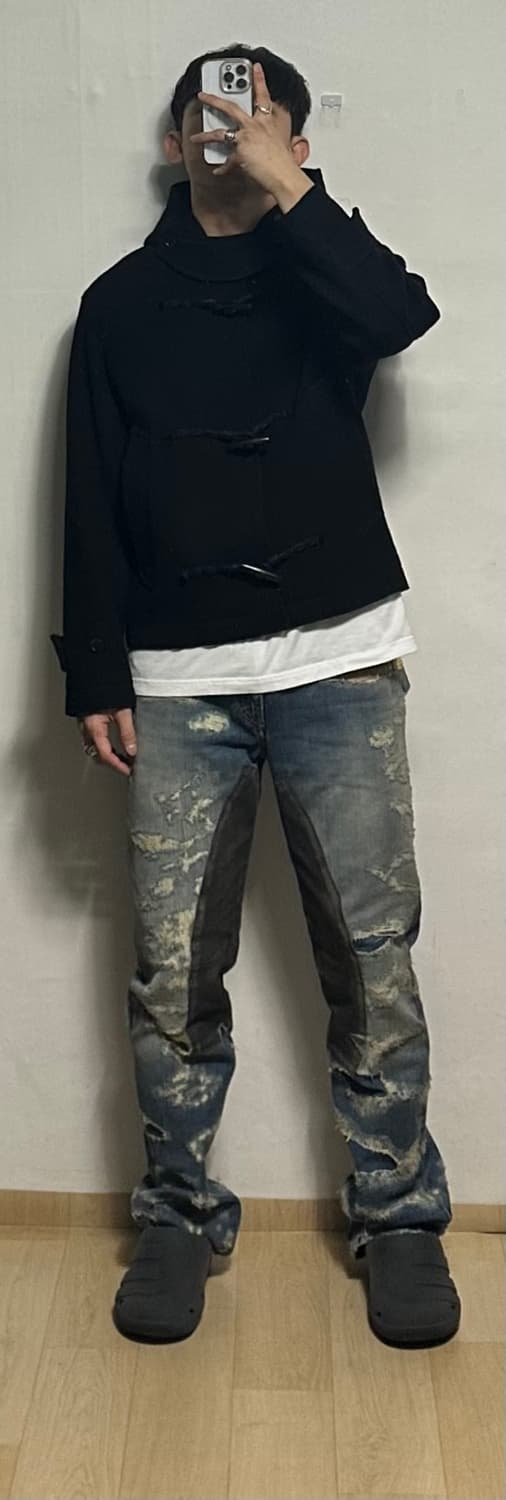 인사일런스 헤링본 크롭 더플코트 상품이미지5