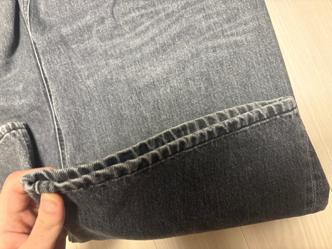 해칭룸 와이드 커브진 워시드 블랙 4사이즈 상품이미지4