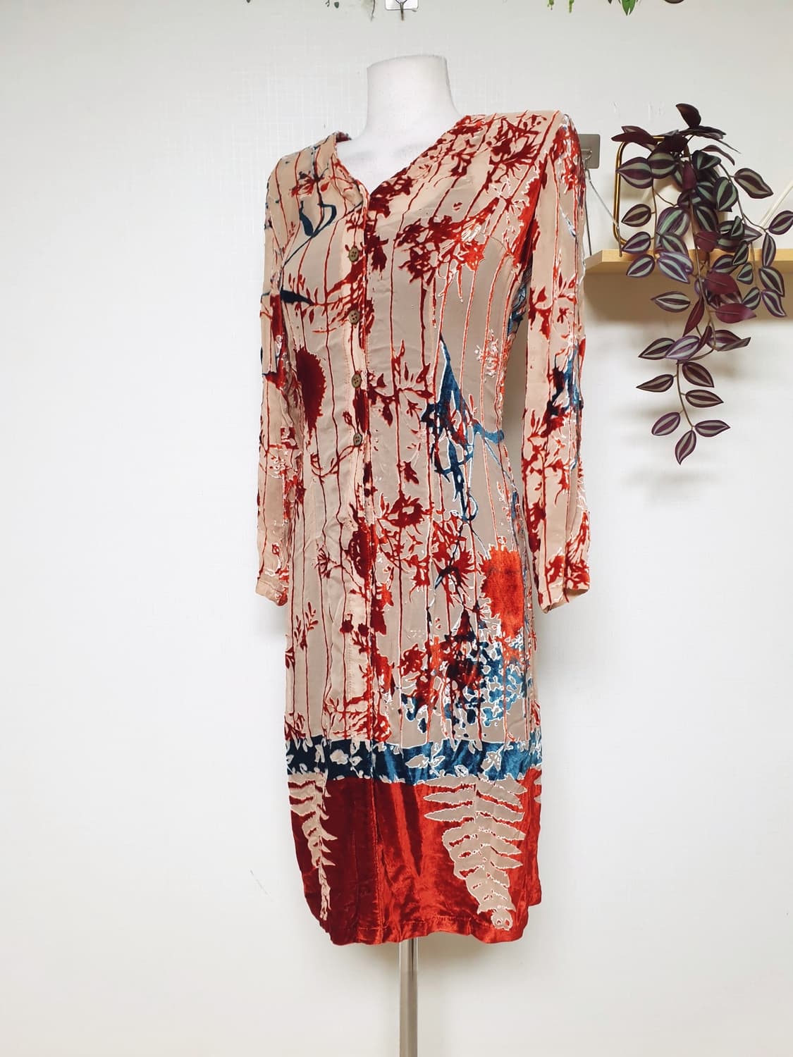 오일릴리 정품 번아웃벨벳 롱원피스 44 55 스킨 상품이미지5