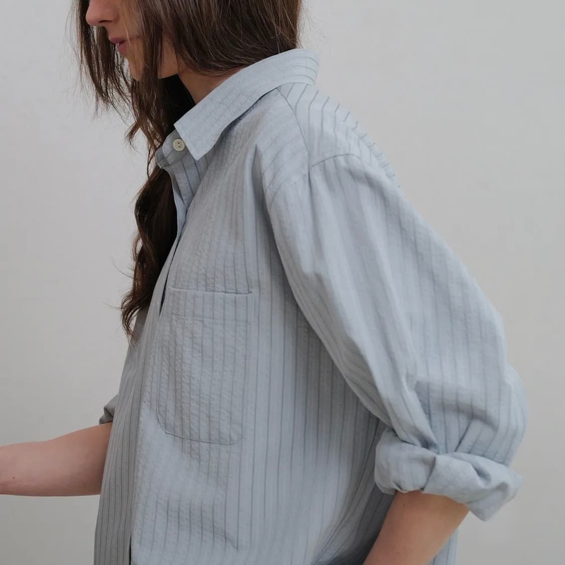 앤니즈 시어서커 스카이블루 셔츠 블라우스 상품이미지3