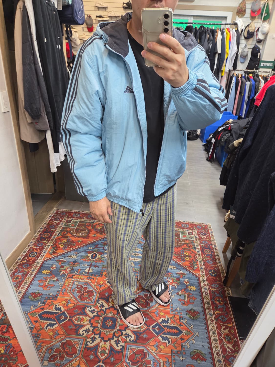 아디다스 빈티지 올드스쿨 안감누빔 삼선 후드자켓 110 상품이미지7