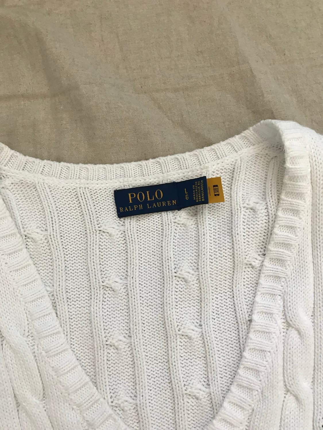 폴로 랄프로렌 포니로고 QR코드택 케이블 브이넥 니트 상품이미지7
