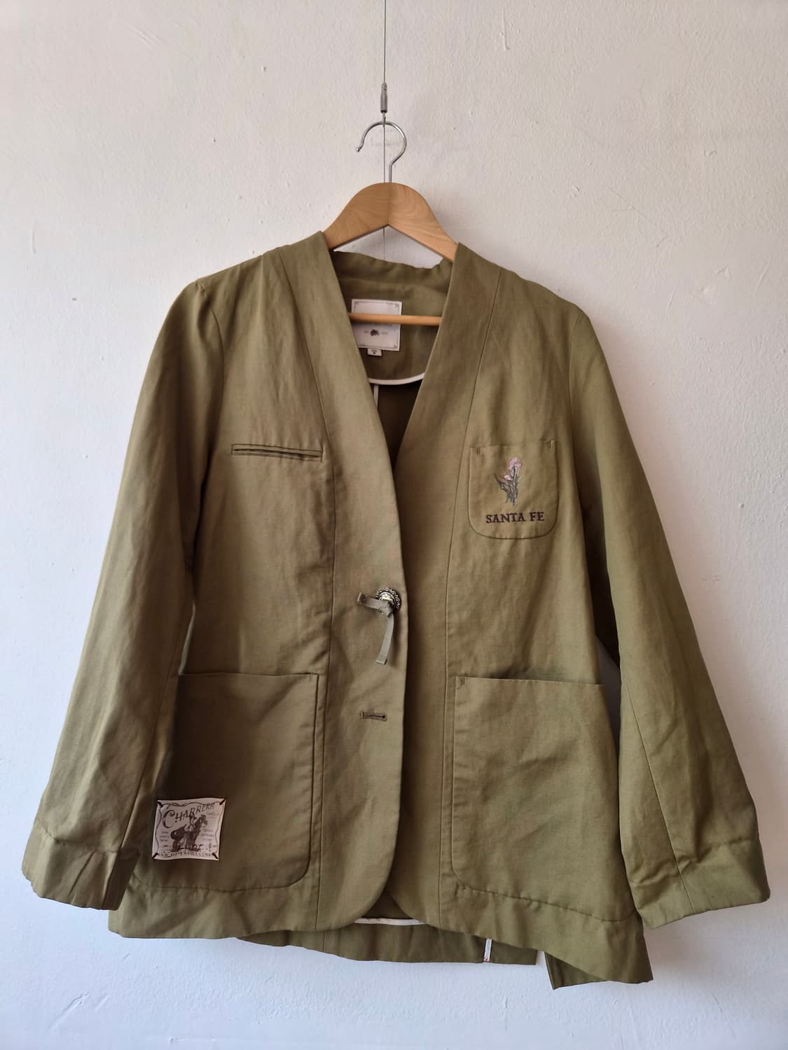 써스데이아일랜드 여성 노카라카키린넨 야상자켓 M사이즈 상품이미지2