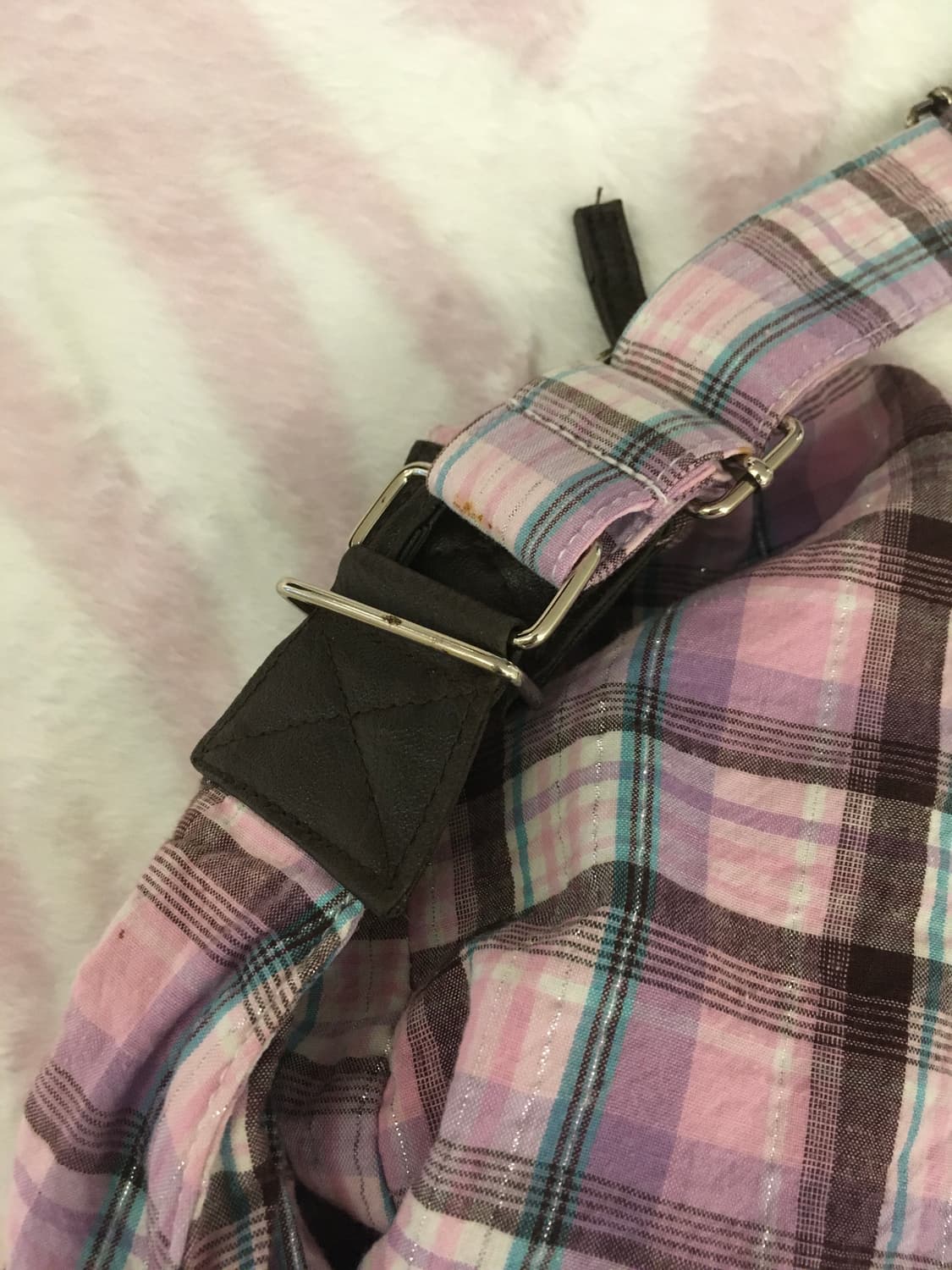 헤이세이 보부상 포켓 숄더백 라떼갸루 모리걸 보라 타탄체크 갸루 상품이미지7