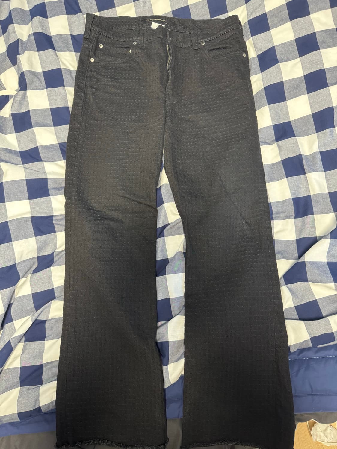 32) 느린양반 Wrath 사시코 데님 부츠컷 워시드 블랙 상품이미지1