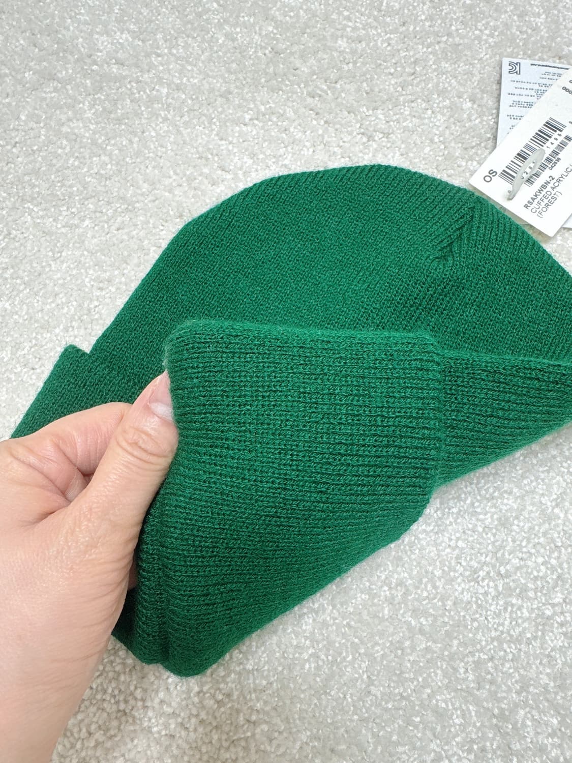 아메리칸어페럴 딥그린 컬러 비니 택달린 새상품 겨울 모자 초록 상품이미지3