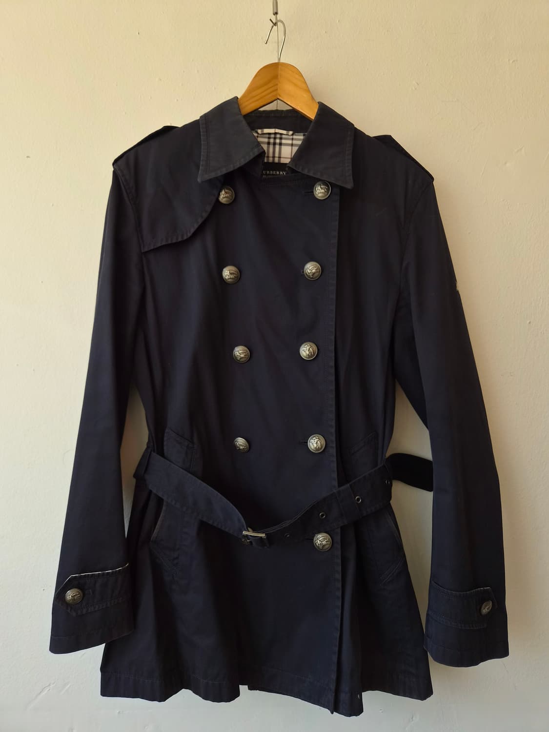 버버리 블랙 라벨 여성 네이비 더블 브레스티드 트렌치 코트 L사이즈 상품이미지2