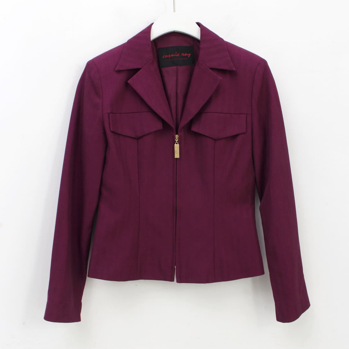 일본 빈티지 퍼플 와인 써머 울 자켓 스커트 세트 상품이미지5