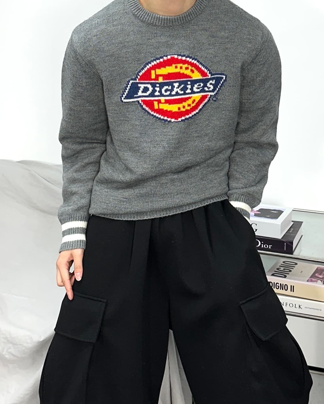 디키즈 빅로고 그레이 니트 M 상품이미지2