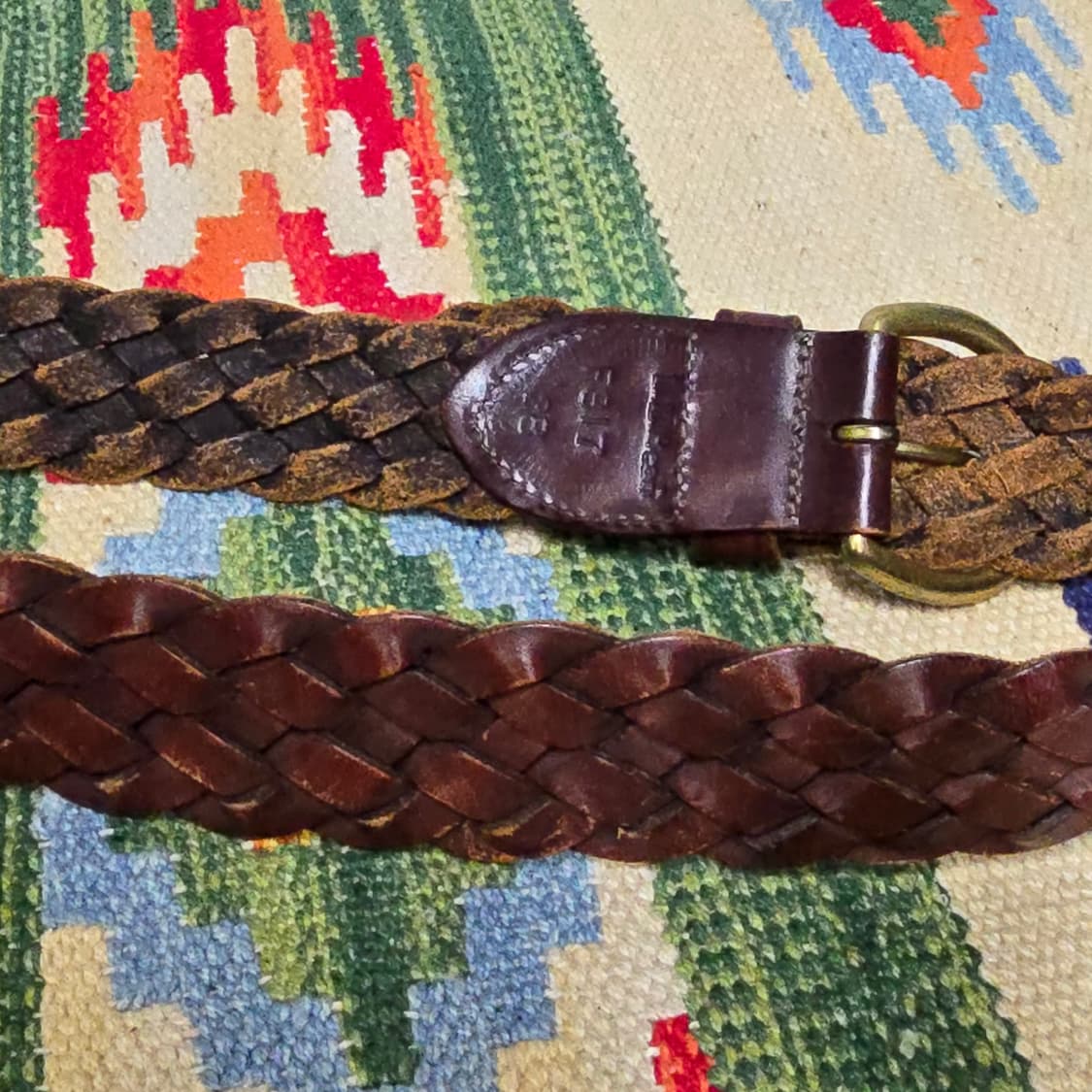 90s LL Bean 황동버클 가죽우븐벨트 29 상품이미지4