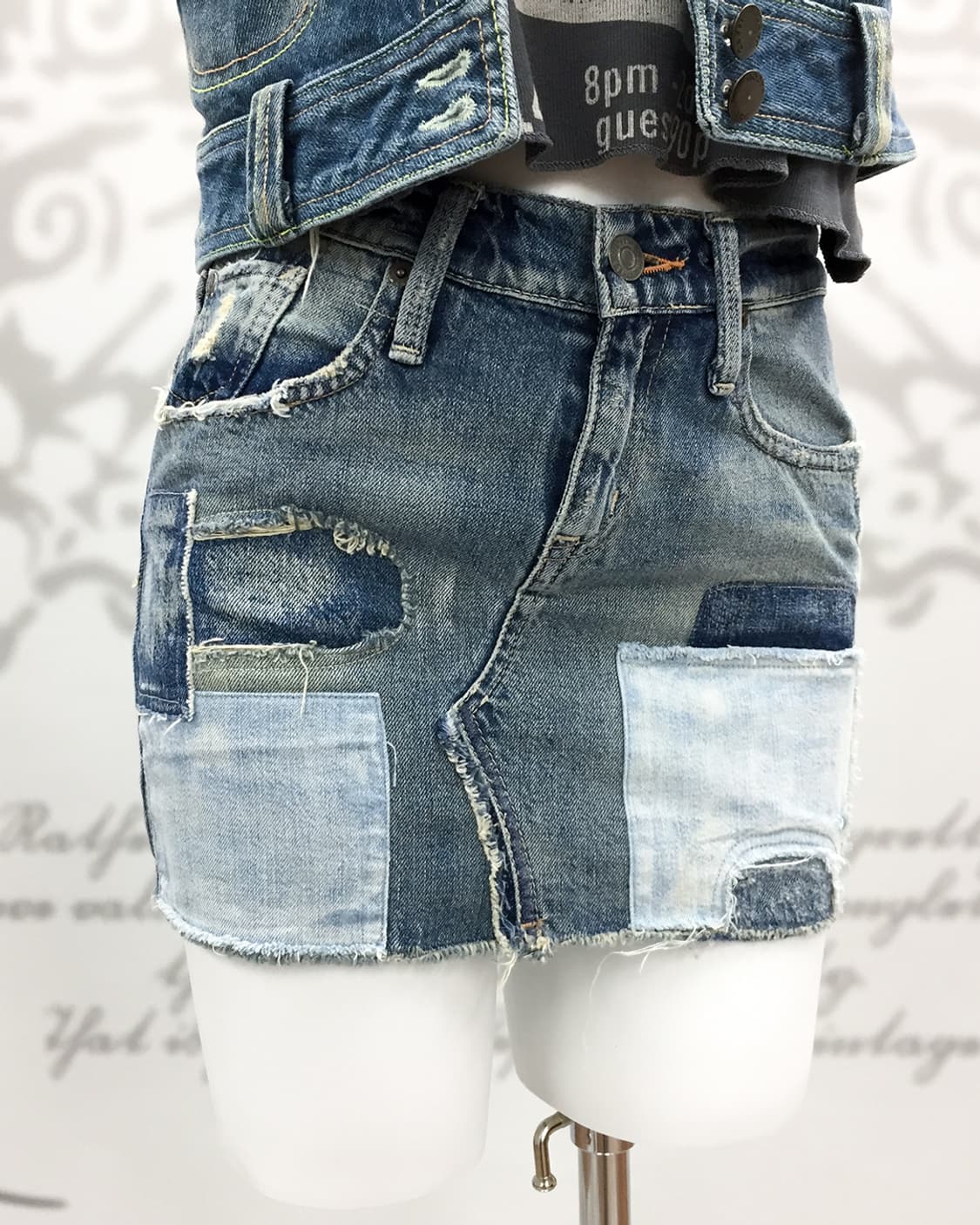 Grunge denim patch skirts 상품이미지1