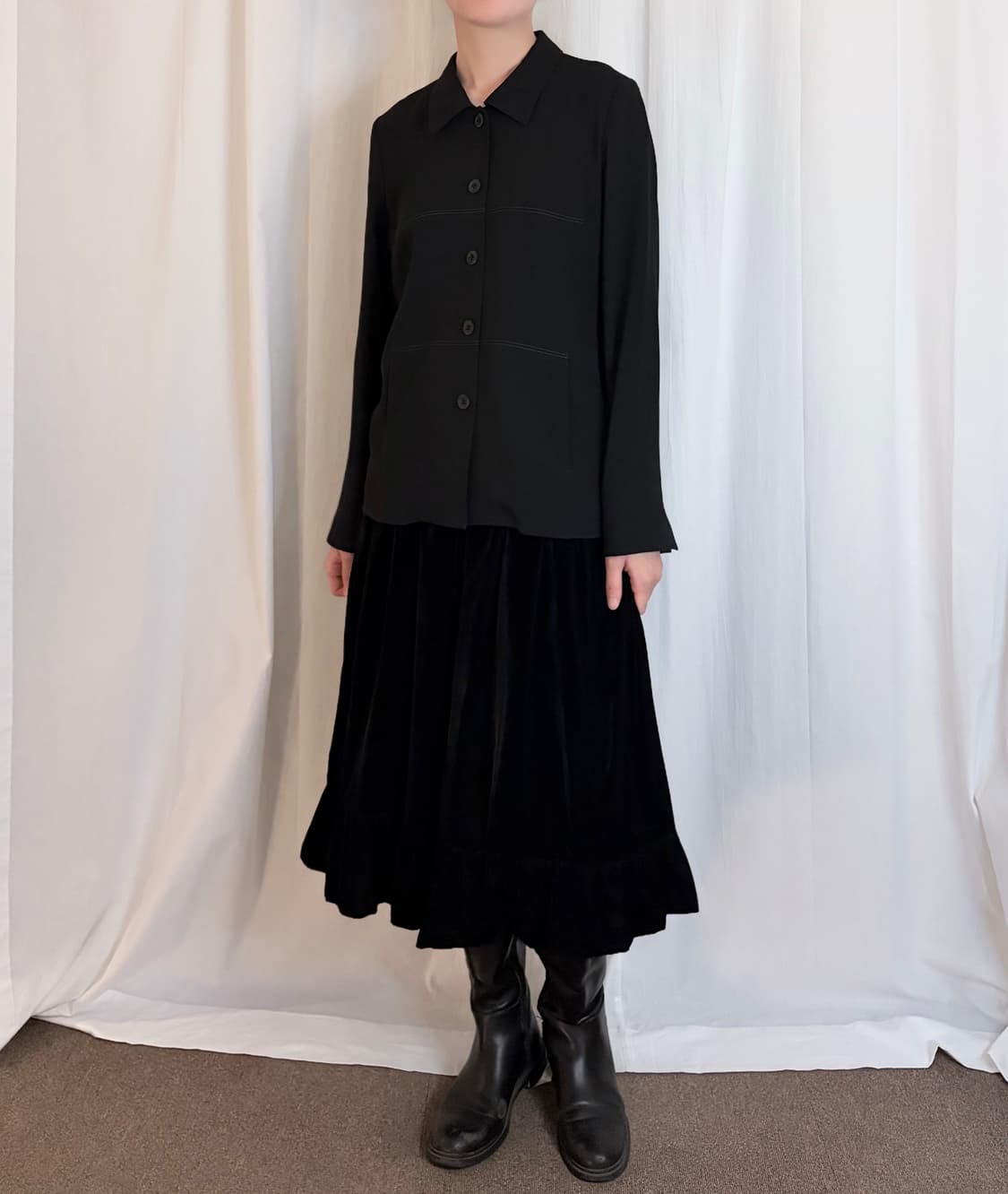 Stitch Detail Shirt Jacket – Black 상품이미지4