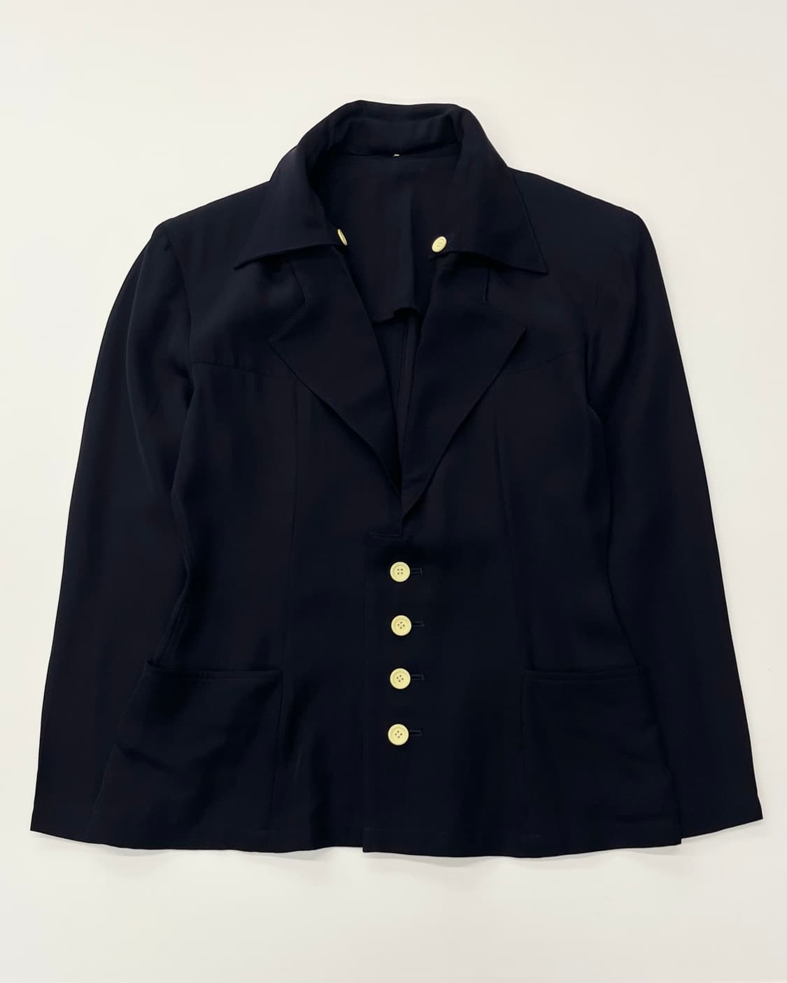 YohjiYamamoto 요지야마모토 네이비 카라 블레이저  상품이미지5