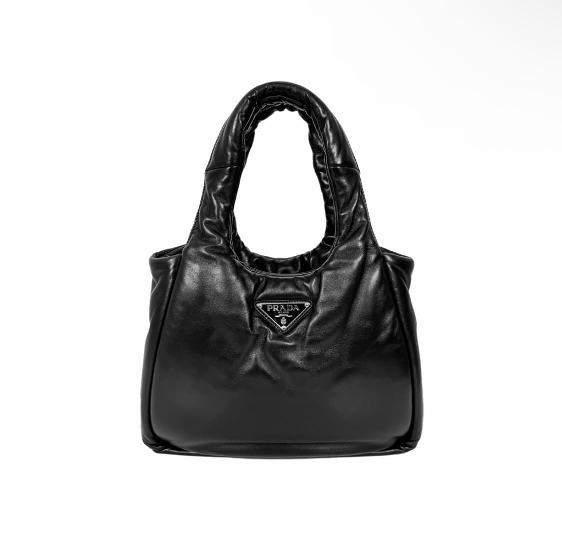 [M] 프라다 패디드 패딩 소프트 패딩 니파 레더 백 토트백 미디움 블랙 상품이미지1