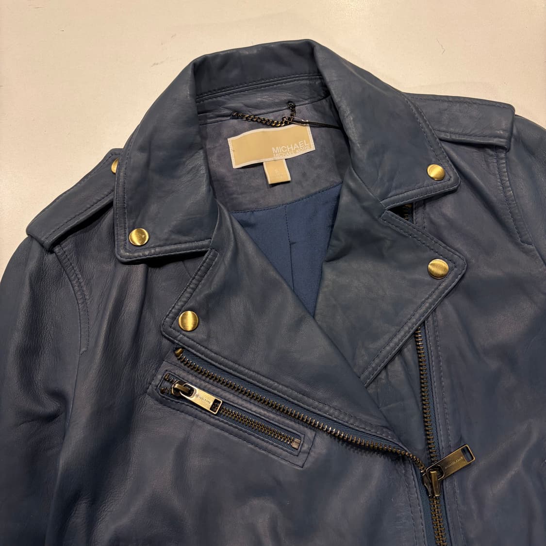 [S] 마이클코어스 양가죽 라이더 레더 자켓 블루 D268 상품이미지3