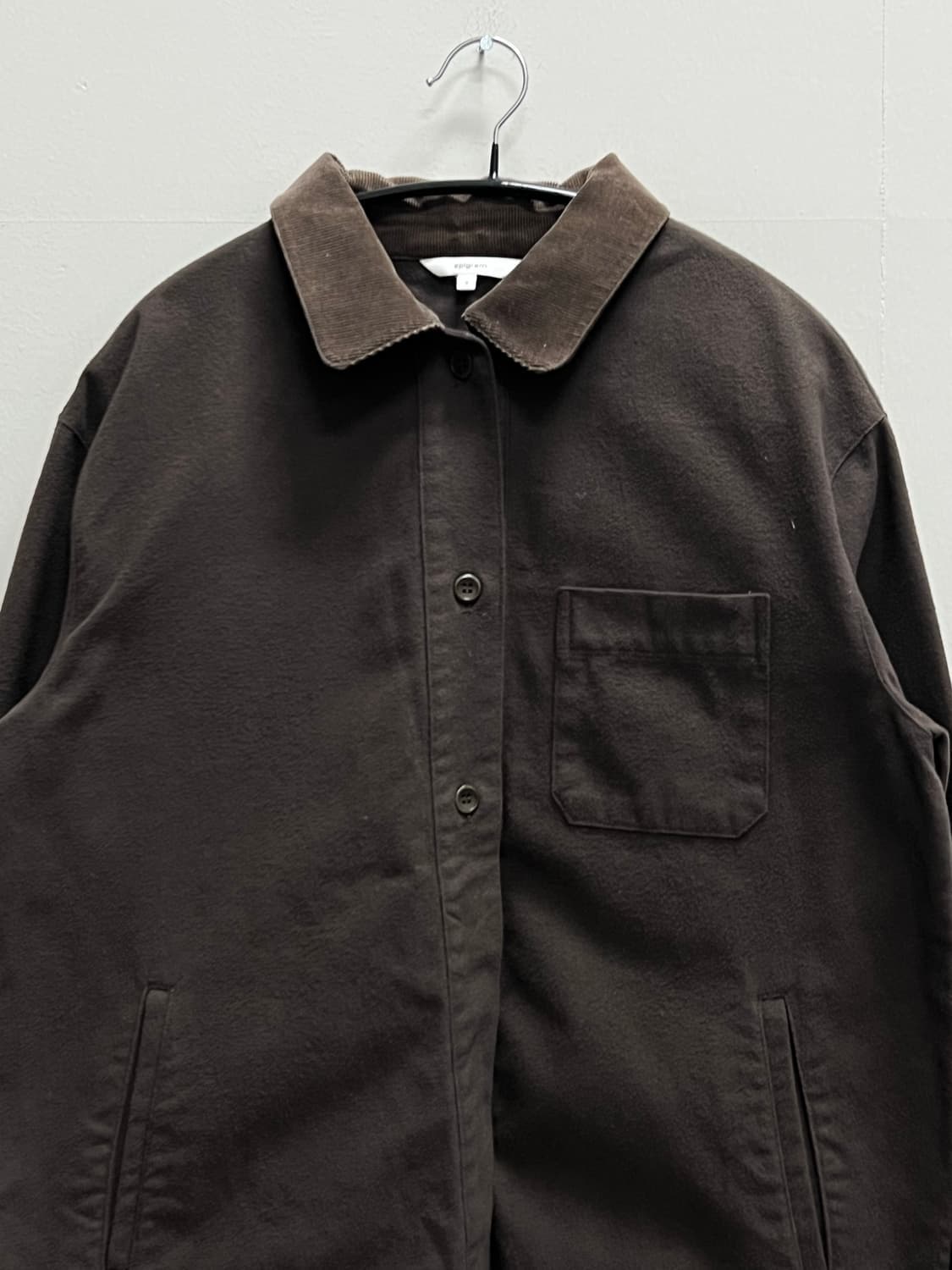 (S) 에피그램 코듀로이 카라 스웨이드 셔츠 다크 브라운 상품이미지3